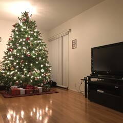 Classic American family room oversized Christmas tree