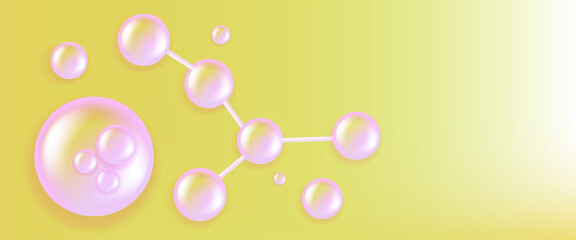 Hyaluronic acid and Niacinamide hair and skin solutions ad, pink collagen serum drop with cosmetic advertising background ready to use, illustration vector.