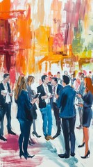 Naklejka premium Business people networking at corporate event painting