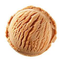 Caramel Chocolate ice cream scoop isolated background