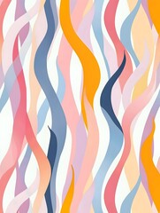 Abstract wave pattern featuring soft pastel colors, blending hues of pink, blue, and orange, creating a calming and modern aesthetic suitable for various design applications.