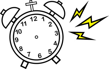 ジリリと鳴る目覚まし時計のアイコンイラスト