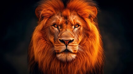 Fototapeta premium Majestic African Lion Portrait Wildlife King Power Pride Mane Mammal Nature Animal Cat Wild Fur
