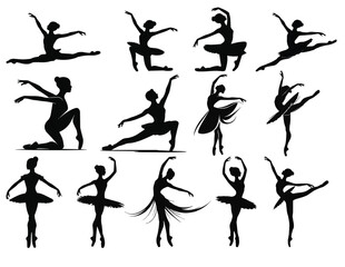 Set of Lots of Vector Ballerina Poses and Ballet Elements

