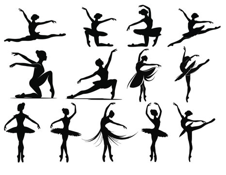 Set of Lots of Vector Ballerina Poses and Ballet Elements

