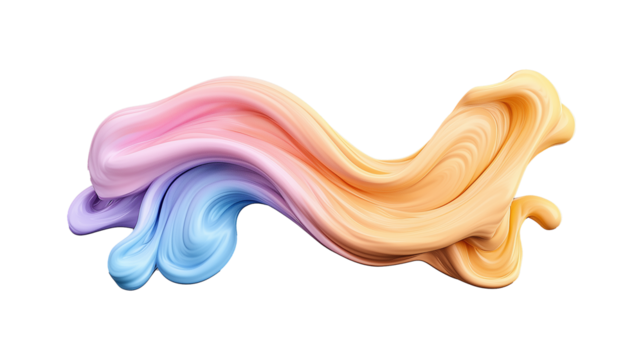 Soft pastel abstract flow with smooth curves on transparent background