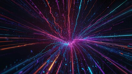 Abstract technology background with glowing lines and particles. 3d illustration, Abstract digital wave technology with flowing particles