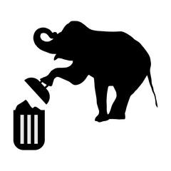 illustration of an animal throwing rubbish in a trash can