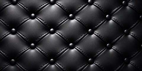Close-Up of Black Leather Upholstery Texture