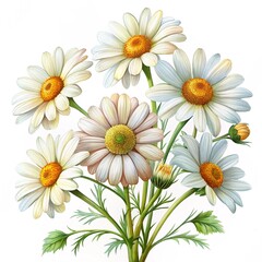 Beautiful chamomiles isolated on a white background. Flowers