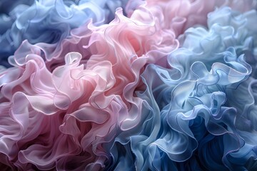 Obraz premium Elegant Pastel Fabric Waves in Pink and Blue for Textile Design and Home Decor