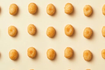 Obraz premium Motif de mini croquettes sur un fond crème chaud, pour un look réconfortant et inspiré des apéritifs..