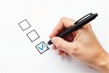 An individual is using a pen to check off items on a checklist