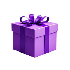 Obraz premium Purple Gift Box Isolated on Transparent Background Cutout PNG