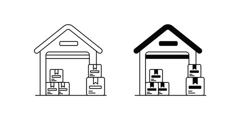 warehouse set icon with white background vector stock illustration