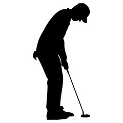Silhouette of golf player. Perfect for stickers, advertisements, icons