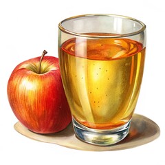 The glass of apple cider isolated on a white background