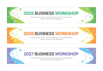 Set of business banner design templates in modern, abstract pattern style for schools, companies, workshops, events and presentations. Layout design template for banner, flyer, brochure, panel etc.