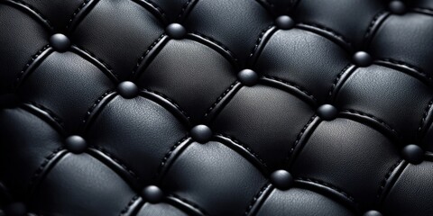 Naklejka premium Close-Up of Black Leather Upholstery Texture