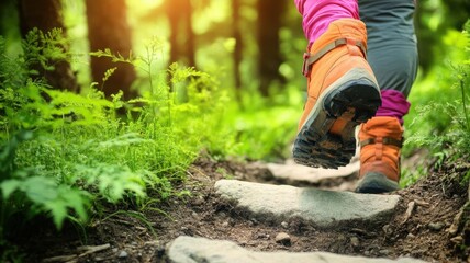 Person at the start of a hiking trail, ready to explore new terrain