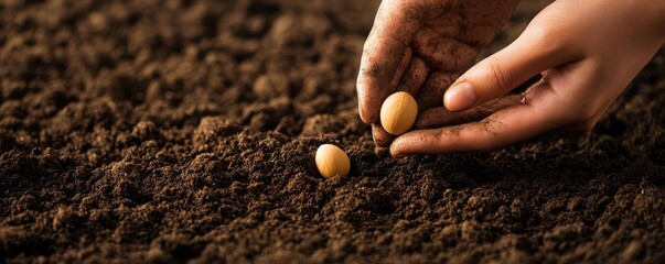 Hands planting a seed in the earth, symbolizing growth and the start of something new