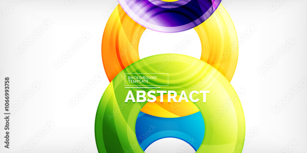 Poster Bright colorful circles with light effects. Abstract background