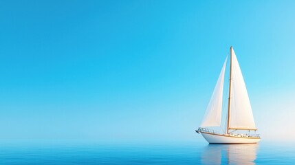 Obraz premium Sailboat on Calm Water with Sails Unfurled