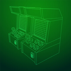 Arcade retro game machine. Wireframe low poly mesh vector illustration.