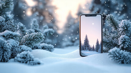 smartphone with snow