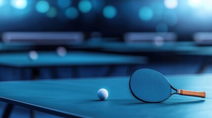 Table Tennis Tournament Setup with Equipment