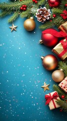 Vibrant Christmas tree in urban American living room trendy ornaments