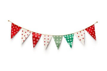 Fototapeta premium Christmas flags pattern white background clothesline.