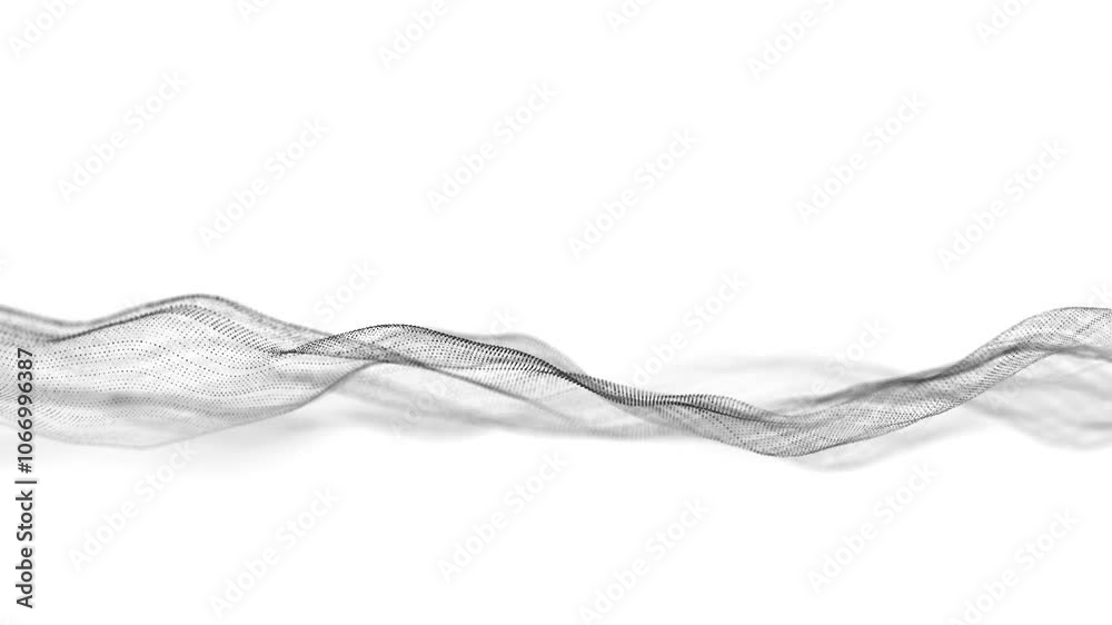 Aufkleber digital dynamic wave of particles and lines. abstract white futuristic background. big data visualiz