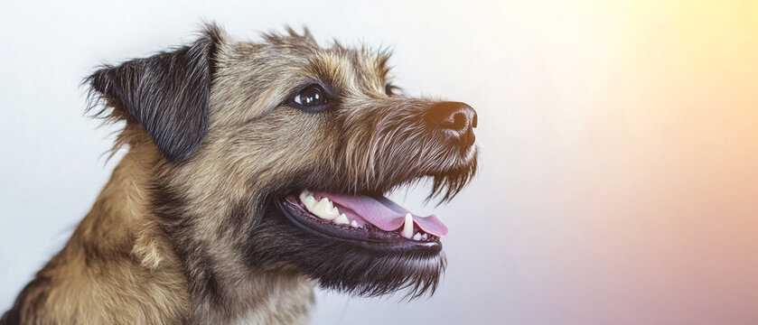 Border Terrier Dog Minimalist Digital Art: Smiling and Playful Canine Portrait