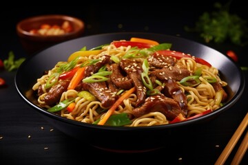Noodle food bowl chopsticks.