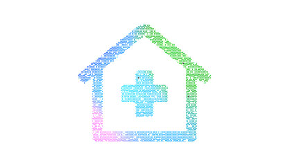 Icon clinic medical is made up of LED square shapes. There are bright diodes and there are black dead diodes