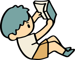 illustration of child enjoy reading a book.