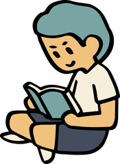 illustration of child enjoy reading a book.
