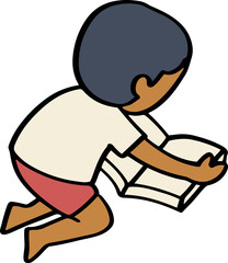 illustration of child enjoy reading a book.