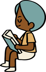 illustration of child enjoy reading a book.