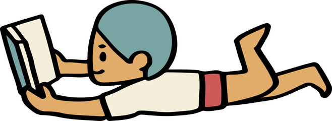 illustration of child enjoy reading a book.