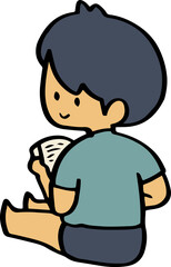 illustration of child enjoy reading a book.