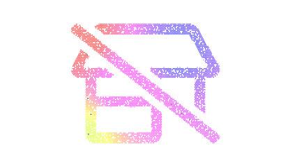 Icon store slash is made up of LED square shapes. There are bright diodes and there are black dead diodes