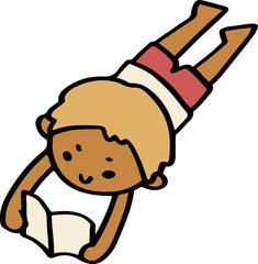 illustration of child enjoy reading a book.