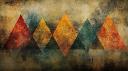 Abstract geometric pattern of triangles on a grunge background.