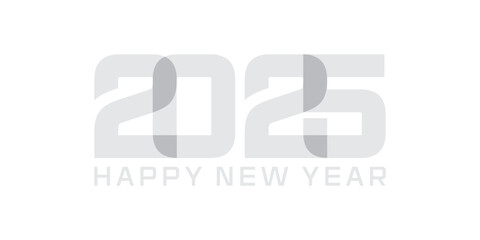 Happy New Year 2025 design. With overlapping numbers illustration in white and gray. Premium vector design 2025