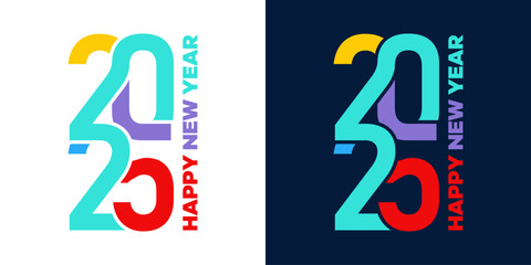Happy New Year 2025 design. With colorful interconnected numbers illustration. Premium vector design 2025