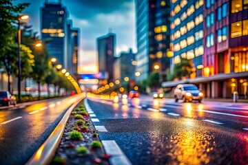 Obraz premium Modern Strong Road Surface with Tilt-Shift Photography Effect Showcasing Durable Materials and Innovative Design in Urban Environment