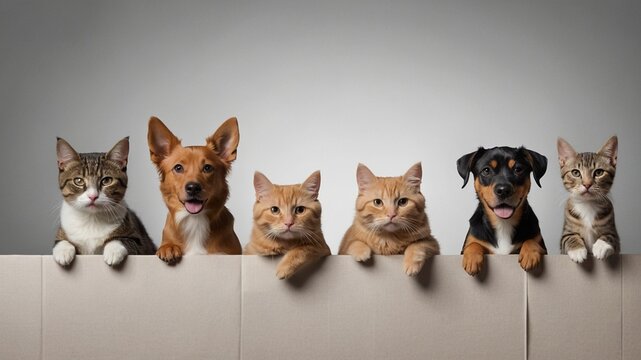 dogs and cats in a row