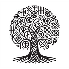 Celtic Tree of Life Silhouette - Elegant Vector Clipart for Designs